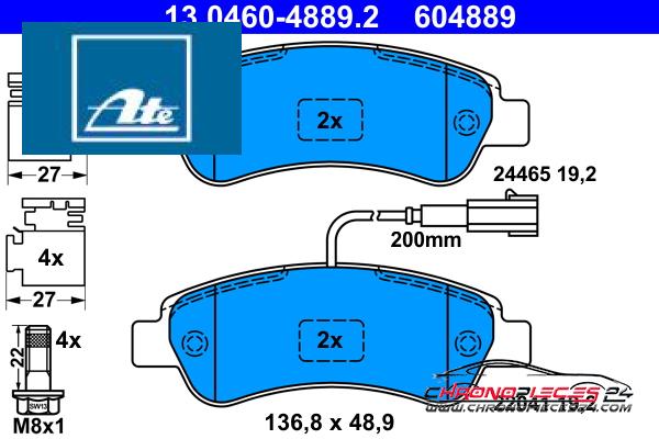 Achat de ATE 13.0460-4889.2 Kit de plaquettes de frein, frein à disque pas chères