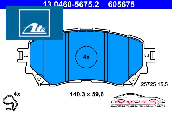 Achat de ATE 13.0460-5675.2 Kit de plaquettes de frein, frein à disque pas chères