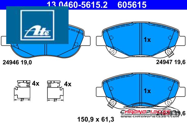 Achat de ATE 13.0460-5615.2 Kit de plaquettes de frein, frein à disque pas chères