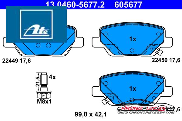 Achat de ATE 13.0460-5677.2 Kit de plaquettes de frein, frein à disque pas chères