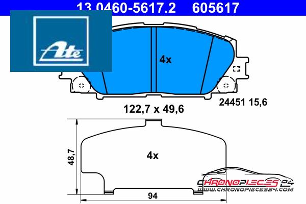 Achat de ATE 13.0460-5617.2 Kit de plaquettes de frein, frein à disque pas chères