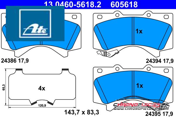 Achat de ATE 13.0460-5618.2 Kit de plaquettes de frein, frein à disque pas chères