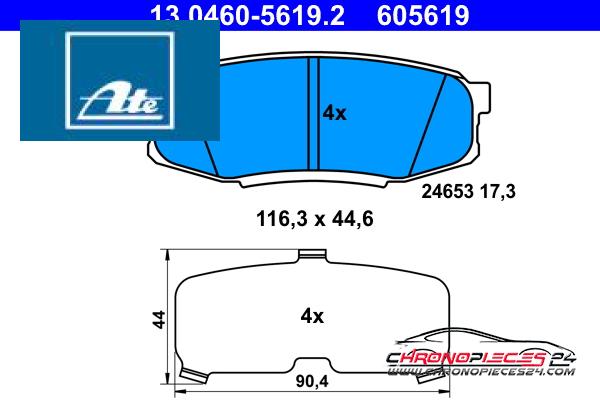 Achat de ATE 13.0460-5619.2 Kit de plaquettes de frein, frein à disque pas chères