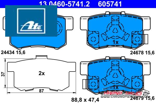 Achat de ATE 13.0460-5741.2 Kit de plaquettes de frein, frein à disque pas chères