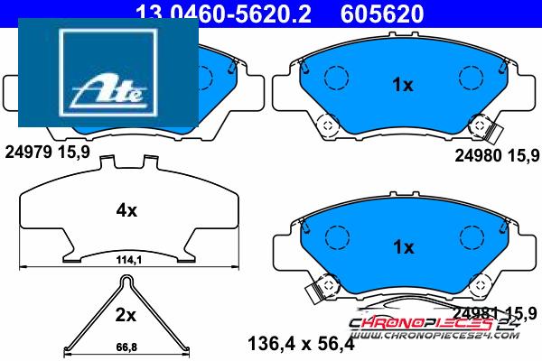 Achat de ATE 13.0460-5620.2 Kit de plaquettes de frein, frein à disque pas chères