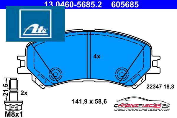 Achat de ATE 13.0460-5685.2 Kit de plaquettes de frein, frein à disque pas chères