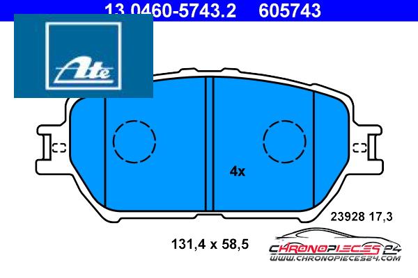 Achat de ATE 13.0460-5743.2 Kit de plaquettes de frein, frein à disque pas chères