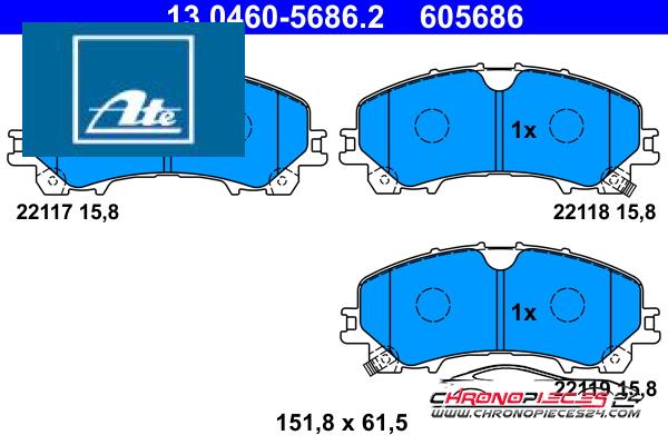 Achat de ATE 13.0460-5686.2 Kit de plaquettes de frein, frein à disque pas chères