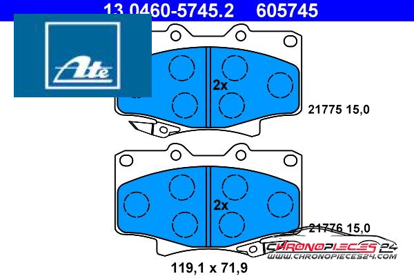 Achat de ATE 13.0460-5745.2 Kit de plaquettes de frein, frein à disque pas chères