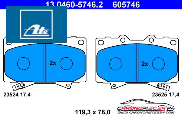 Achat de ATE 13.0460-5746.2 Kit de plaquettes de frein, frein à disque pas chères