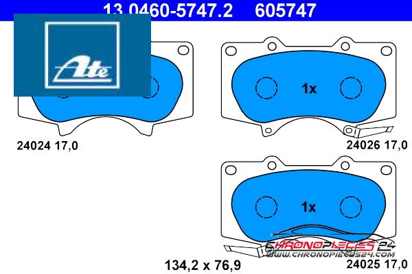 Achat de ATE 13.0460-5747.2 Kit de plaquettes de frein, frein à disque pas chères