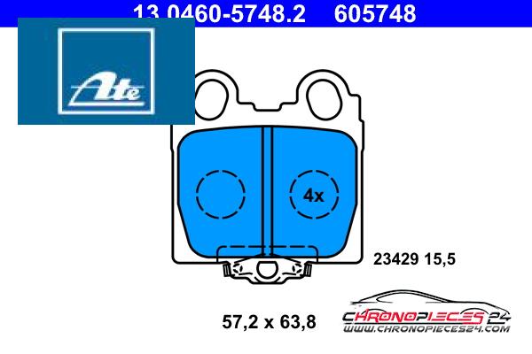 Achat de ATE 13.0460-5748.2 Kit de plaquettes de frein, frein à disque pas chères