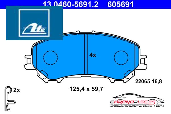 Achat de ATE 13.0460-5691.2 Kit de plaquettes de frein, frein à disque pas chères