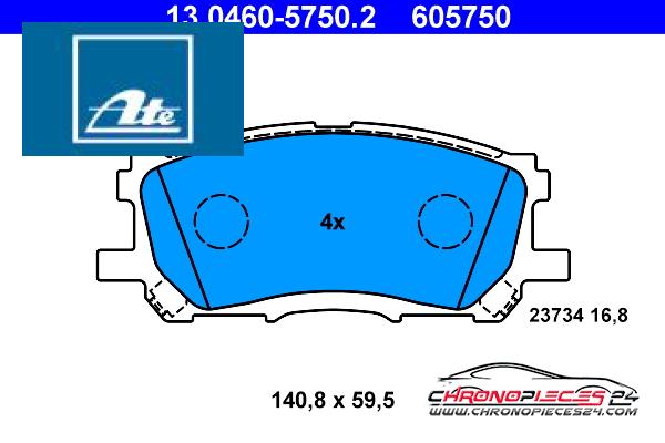 Achat de ATE 13.0460-5750.2 Kit de plaquettes de frein, frein à disque pas chères