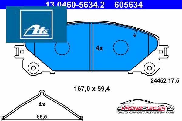 Achat de ATE 13.0460-5634.2 Kit de plaquettes de frein, frein à disque pas chères