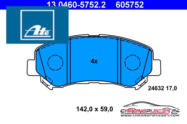 Achat de ATE 13.0460-5752.2 Kit de plaquettes de frein, frein à disque pas chères