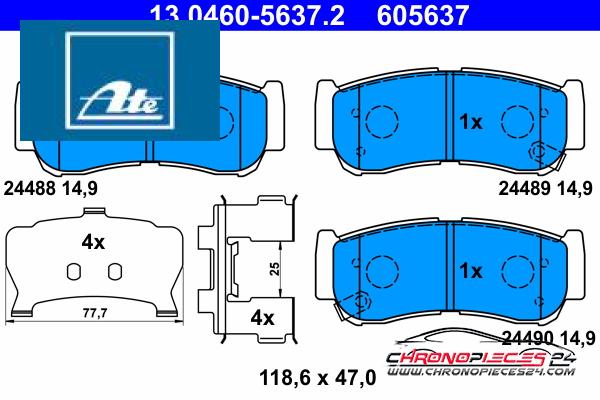 Achat de ATE 13.0460-5637.2 Kit de plaquettes de frein, frein à disque pas chères