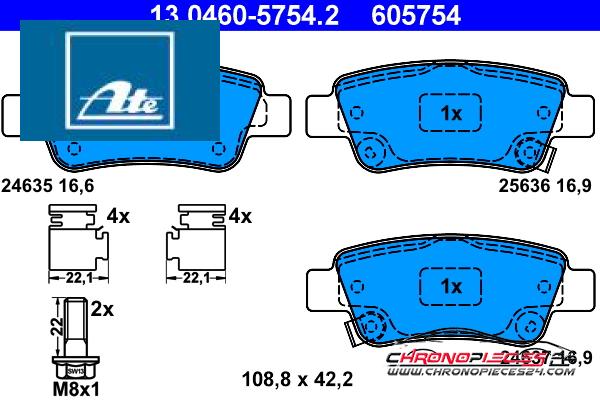 Achat de ATE 13.0460-5754.2 Kit de plaquettes de frein, frein à disque pas chères