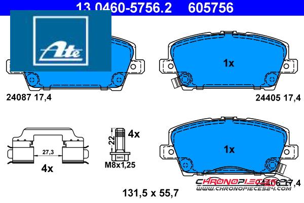 Achat de ATE 13.0460-5756.2 Kit de plaquettes de frein, frein à disque pas chères