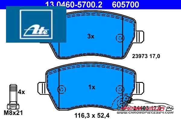 Achat de ATE 13.0460-5700.2 Kit de plaquettes de frein, frein à disque pas chères