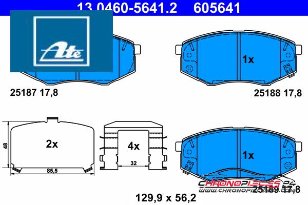 Achat de ATE 13.0460-5641.2 Kit de plaquettes de frein, frein à disque pas chères