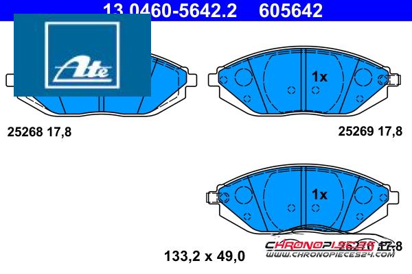 Achat de ATE 13.0460-5642.2 Kit de plaquettes de frein, frein à disque pas chères