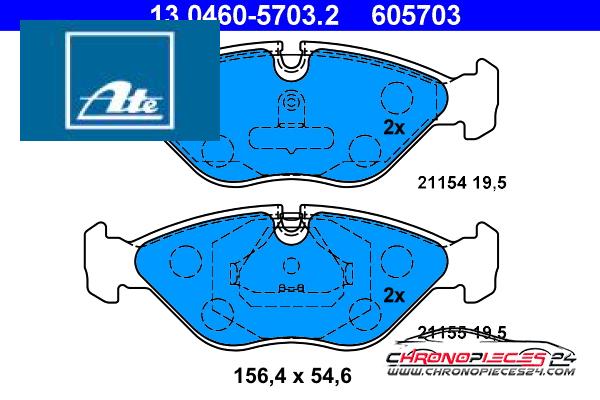 Achat de ATE 13.0460-5703.2 Kit de plaquettes de frein, frein à disque pas chères