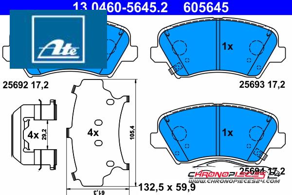 Achat de ATE 13.0460-5645.2 Kit de plaquettes de frein, frein à disque pas chères