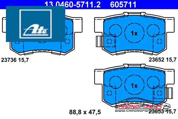 Achat de ATE 13.0460-5711.2 Kit de plaquettes de frein, frein à disque pas chères