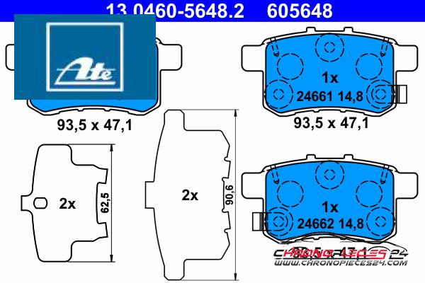 Achat de ATE 13.0460-5648.2 Kit de plaquettes de frein, frein à disque pas chères