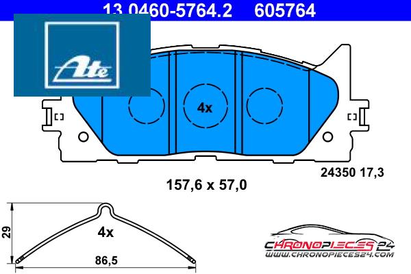 Achat de ATE 13.0460-5764.2 Kit de plaquettes de frein, frein à disque pas chères