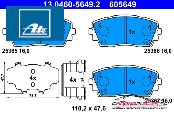 Achat de ATE 13.0460-5649.2 Kit de plaquettes de frein, frein à disque pas chères