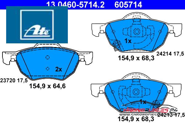 Achat de ATE 13.0460-5714.2 Kit de plaquettes de frein, frein à disque pas chères