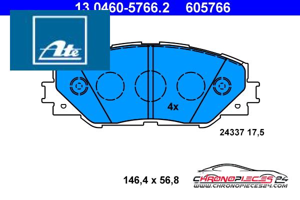 Achat de ATE 13.0460-5766.2 Kit de plaquettes de frein, frein à disque pas chères