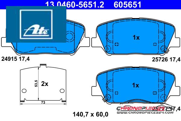 Achat de ATE 13.0460-5651.2 Kit de plaquettes de frein, frein à disque pas chères