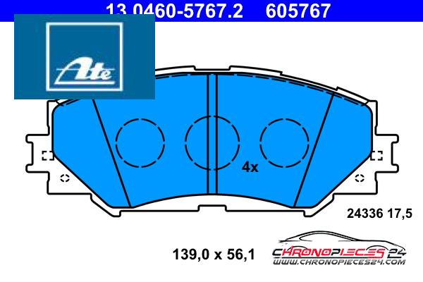 Achat de ATE 13.0460-5767.2 Kit de plaquettes de frein, frein à disque pas chères