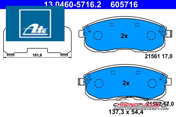 Achat de ATE 13.0460-5716.2 Kit de plaquettes de frein, frein à disque pas chères