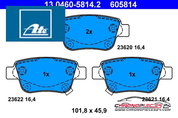 Achat de ATE 13.0460-5814.2 Kit de plaquettes de frein, frein à disque pas chères