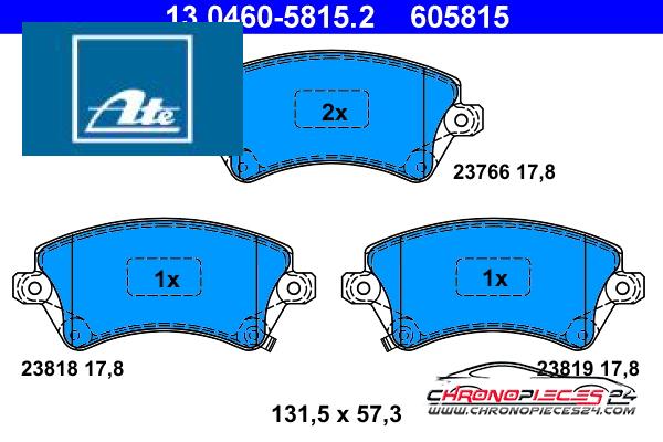 Achat de ATE 13.0460-5815.2 Kit de plaquettes de frein, frein à disque pas chères