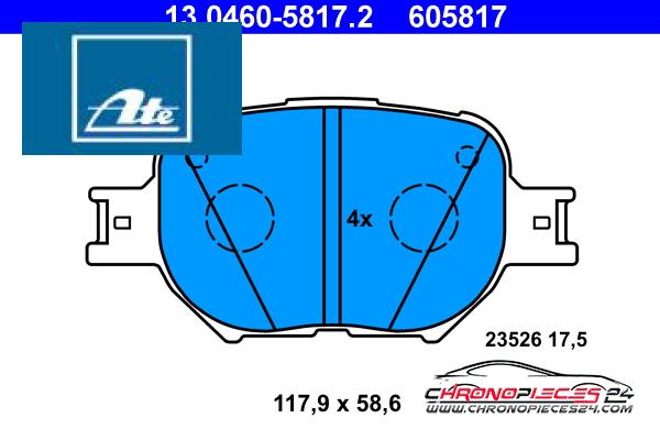 Achat de ATE 13.0460-5817.2 Kit de plaquettes de frein, frein à disque pas chères