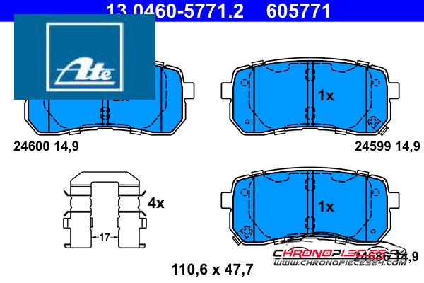 Achat de ATE 13.0460-5771.2 Kit de plaquettes de frein, frein à disque pas chères