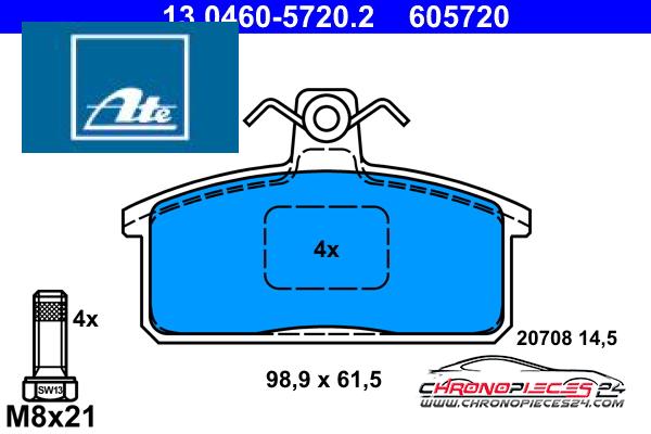 Achat de ATE 13.0460-5720.2 Kit de plaquettes de frein, frein à disque pas chères