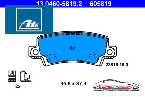 Achat de ATE 13.0460-5819.2 Kit de plaquettes de frein, frein à disque pas chères