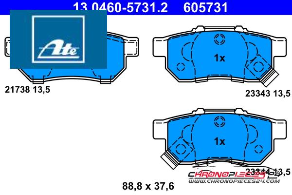 Achat de ATE 13.0460-5731.2 Kit de plaquettes de frein, frein à disque pas chères