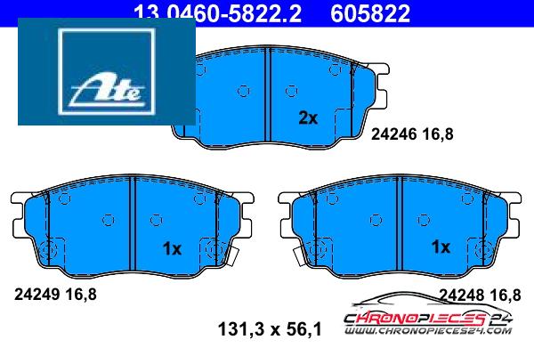 Achat de ATE 13.0460-5822.2 Kit de plaquettes de frein, frein à disque pas chères