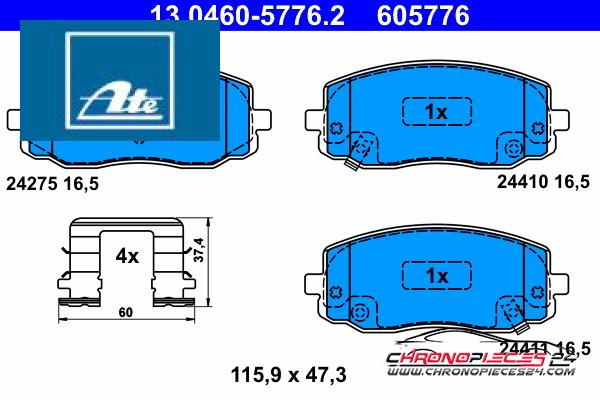 Achat de ATE 13.0460-5776.2 Kit de plaquettes de frein, frein à disque pas chères