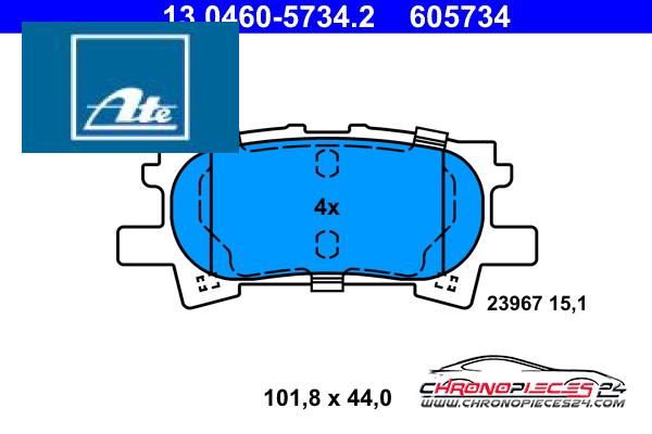 Achat de ATE 13.0460-5734.2 Kit de plaquettes de frein, frein à disque pas chères