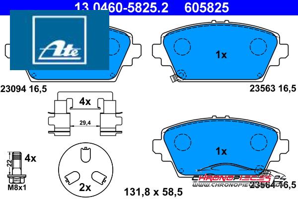 Achat de ATE 13.0460-5825.2 Kit de plaquettes de frein, frein à disque pas chères