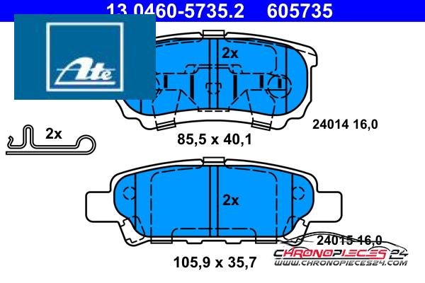 Achat de ATE 13.0460-5735.2 Kit de plaquettes de frein, frein à disque pas chères