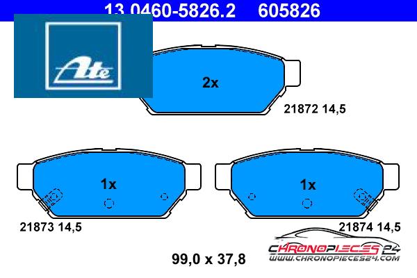 Achat de ATE 13.0460-5826.2 Kit de plaquettes de frein, frein à disque pas chères